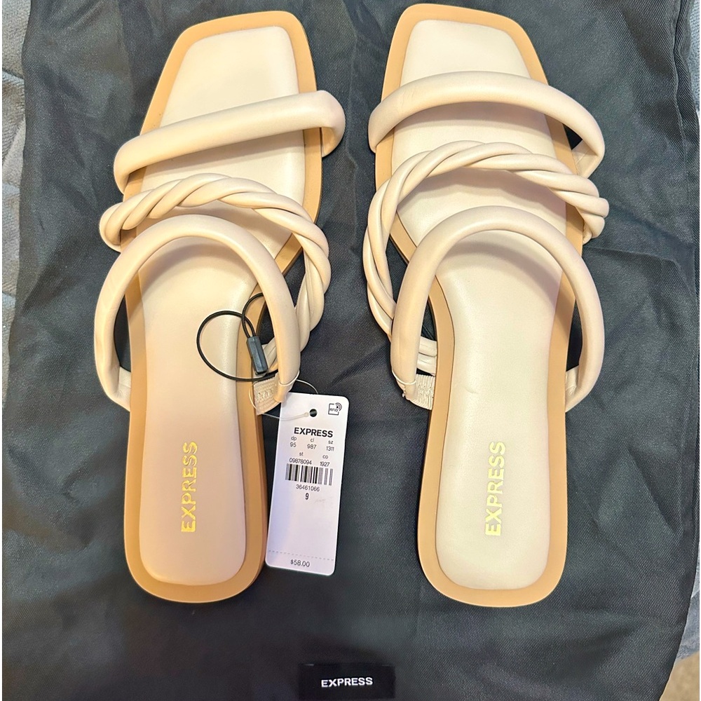 Express Ivory Flat Sandals